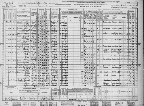 Harry Bounel - 1940 Census, The Bronx, New York City